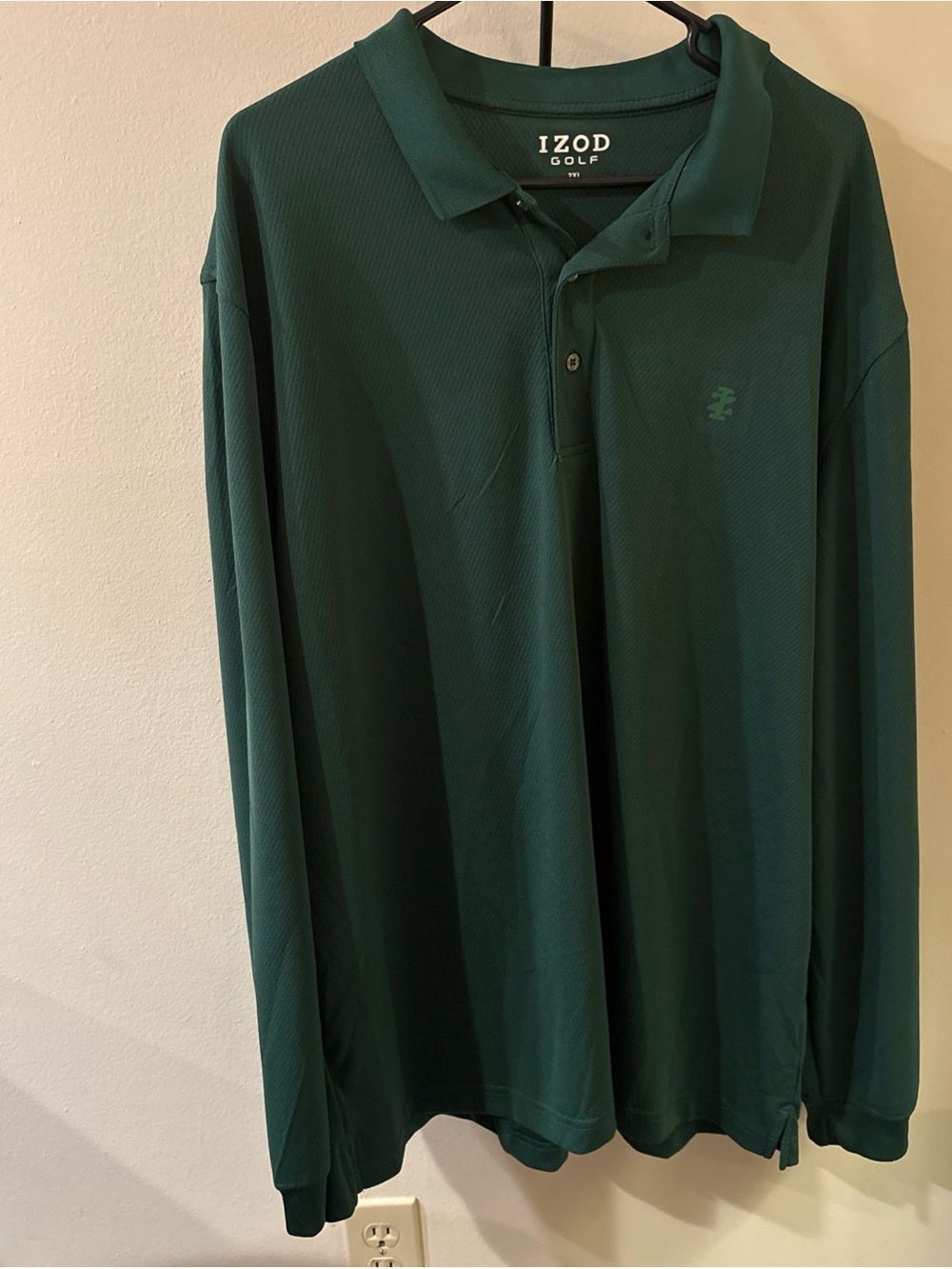 Izod Deep Green Long Sleeve Golf Polo